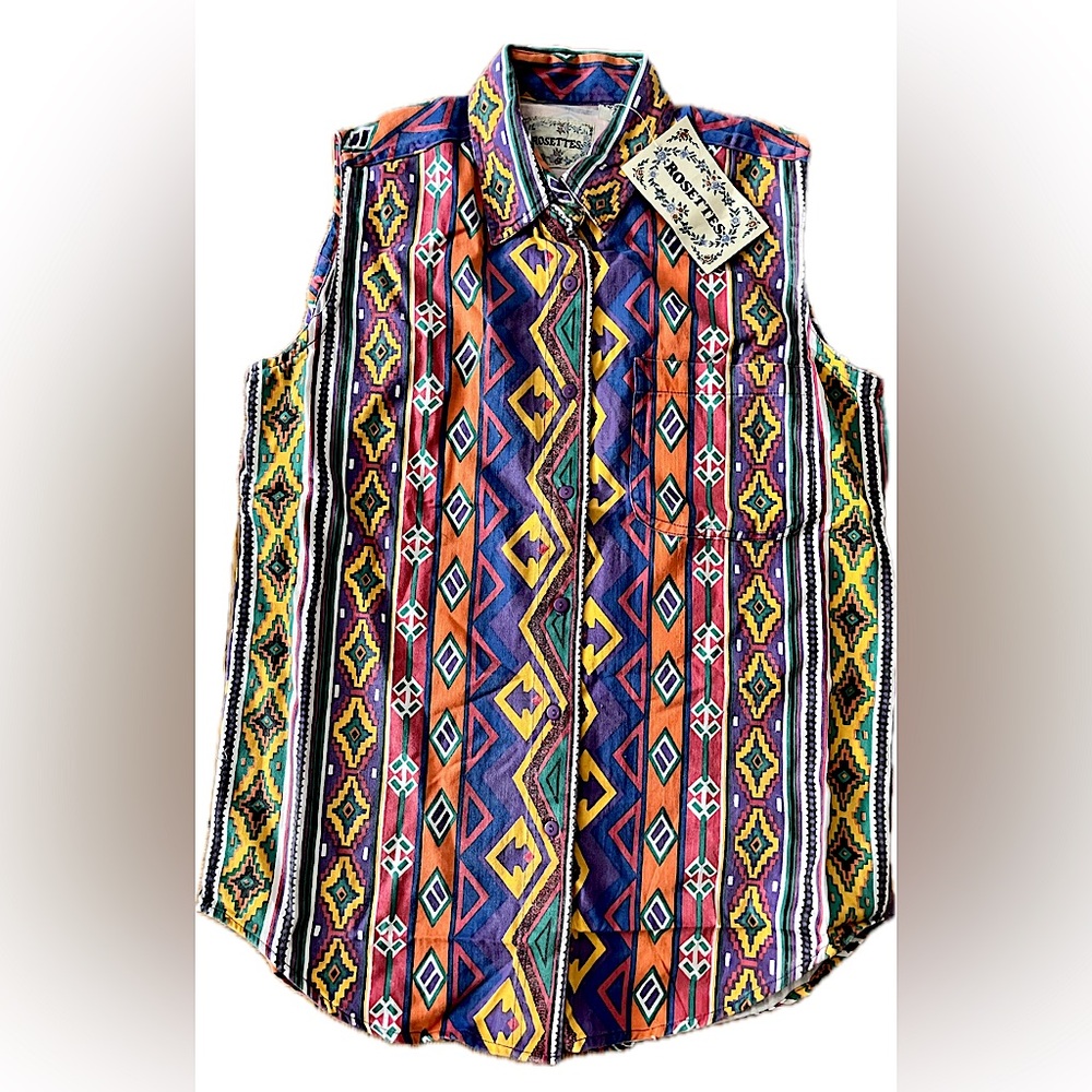 NWT Vintage 90s Y2K southwestern
Rosettes Cotton Button up
